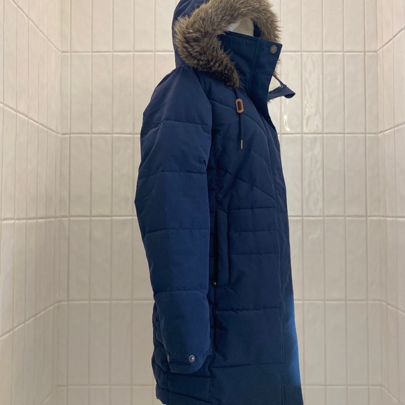 Roxy Women's Winter Coat - Cozy - Navy with Faux Fur Trim - Size S - Picture 2 of 8